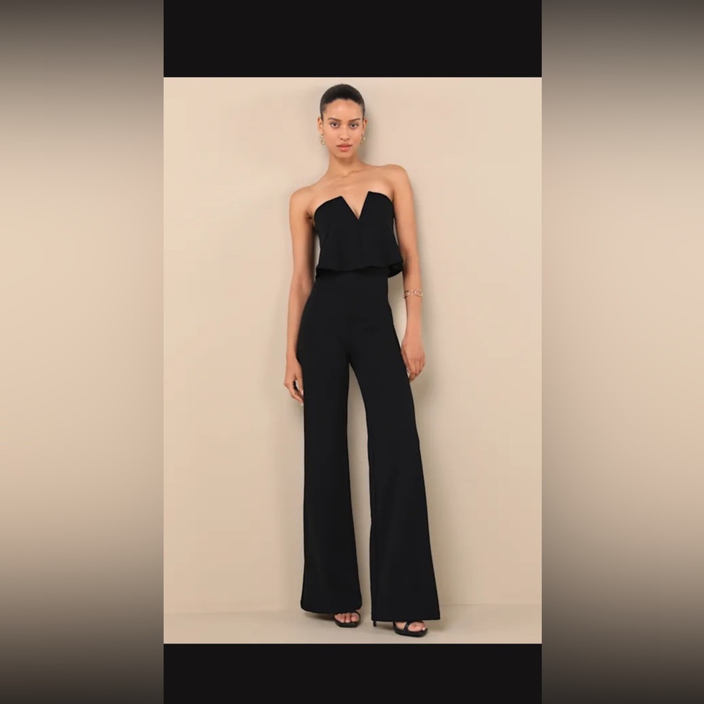 Lulu's Chic Black Strapless Jumpsuit